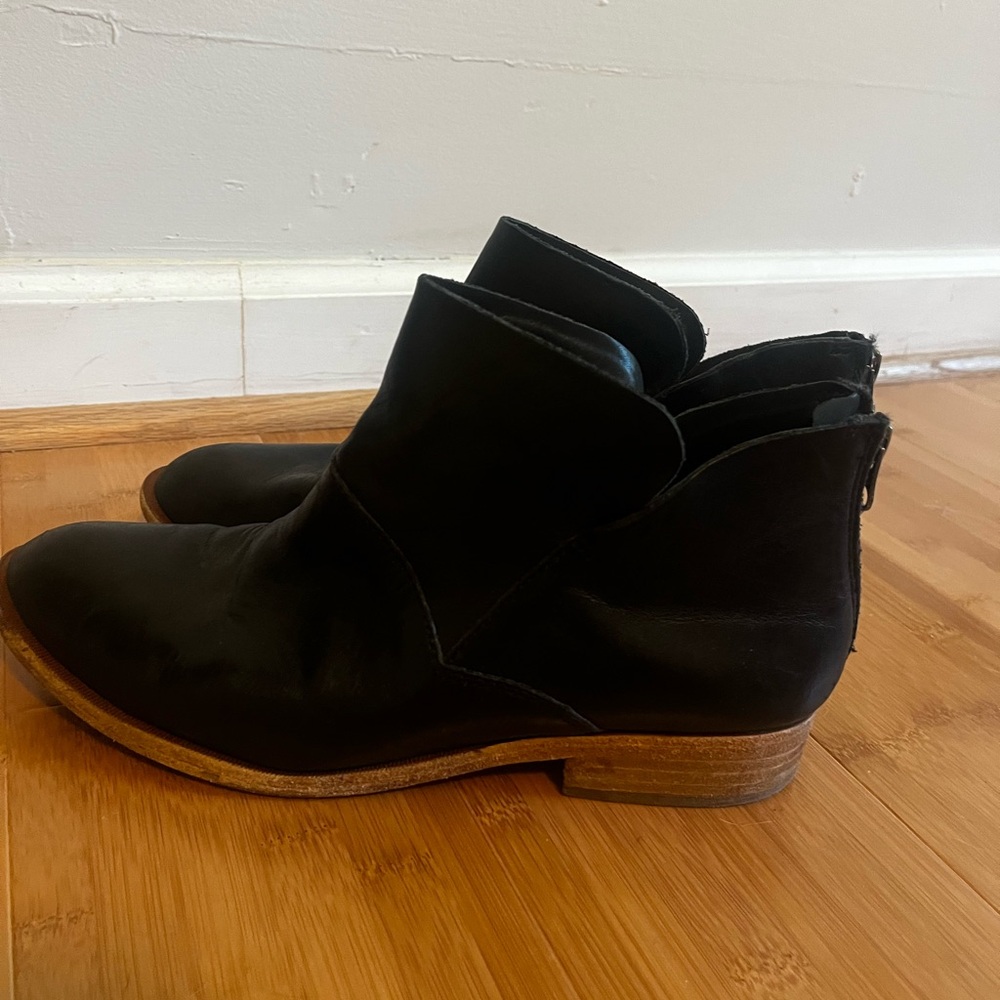 Kork-Ease Black Leather Ankle Booties